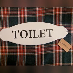 Creative Co-Op White Cast Iron Toilet Sign